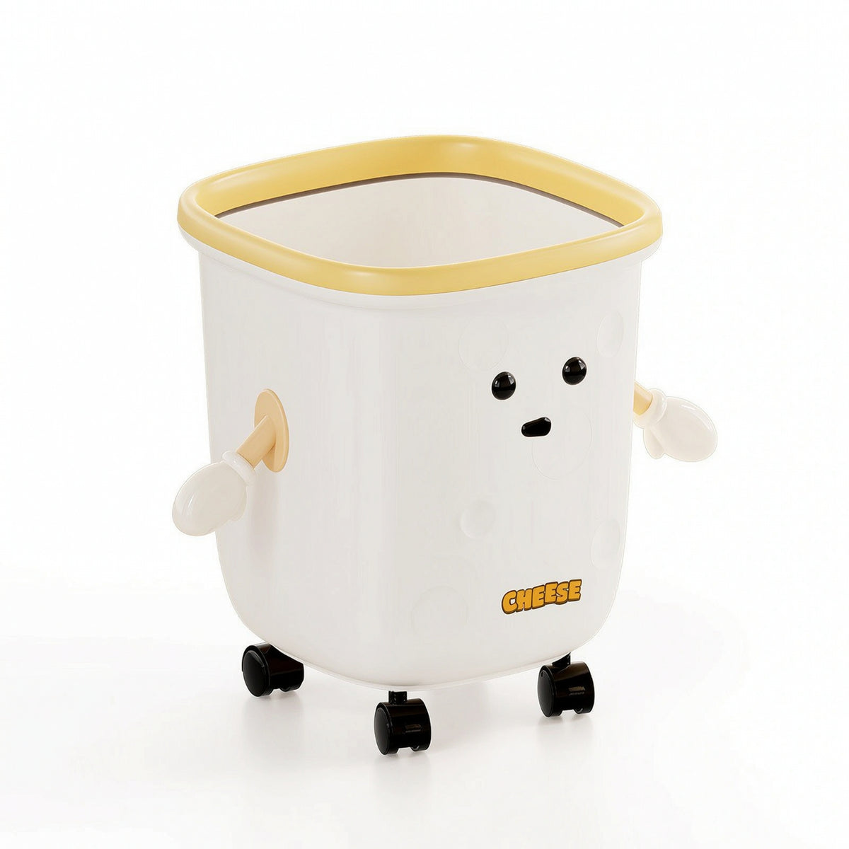 Trash Bin with Wheels Plastic Wheeled Garbage Can Compact for Children, Toddlers