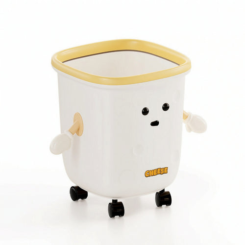 Trash Bin with Wheels Plastic Wheeled Garbage Can Compact for Children, Toddlers
