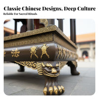 Large Outdoor Ceremonial Offering Furnace Ornate Design Rectangular Cast Iron Censer Weather Resistant Dragon Pillar Ceremonial Offering Burner