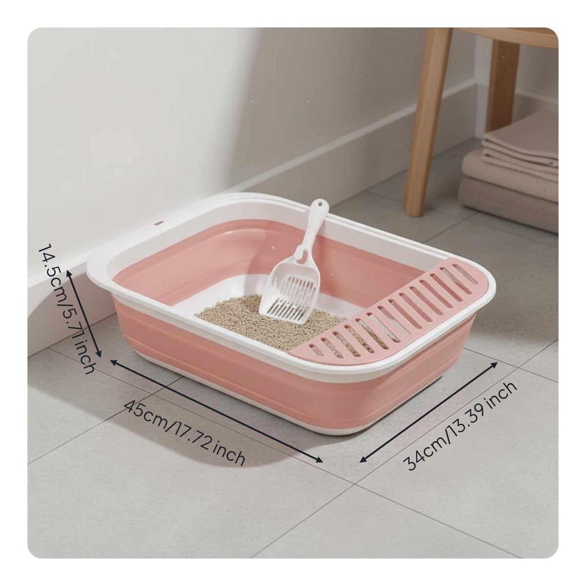 Foldable Cat Litter Tray Anti-Tracking Pedal Semi-Enclosed Litter Tray Easy to Feline Hygiene Supplies for Travel