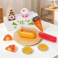 Wooden Pretend Play Food Toy Set for Kids - Seafood Cutting Toy
