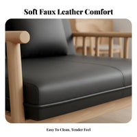 Straight-Line Wooden Couch Nordic aesthetic 3-Seater Sofa clean contemporary Design