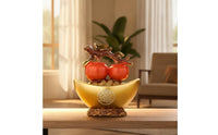 Gilded Wealth Vessel Bowl with Persimmons Wealth Tabletop Decoration Traditional Sculpture for Housewarming