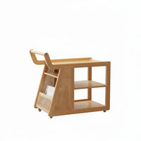 2-Tier Rolling Trolley Vintage design Side Table adaptable Use for Renters, Hosts