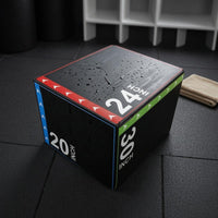 EPE Padding Foam Jump Box Black Cover Plyo Box Stitched Seams Fitness Gear Colored Border Accents