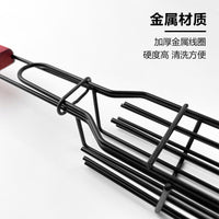 铁艺烤网不锈钢烧烤网 烧烤笼香肠夹木柄 BBQ烧烤网夹烧烤架子