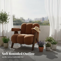 Rustic Minimalist Design Upholstered accentuate Chair sturdy Wood Frame Single Sofa Minimalist and design Armchair Deep Seat for Apartment Dwellers, residents, Readers, Bedroom, Balcony, perusing corner, Home Office