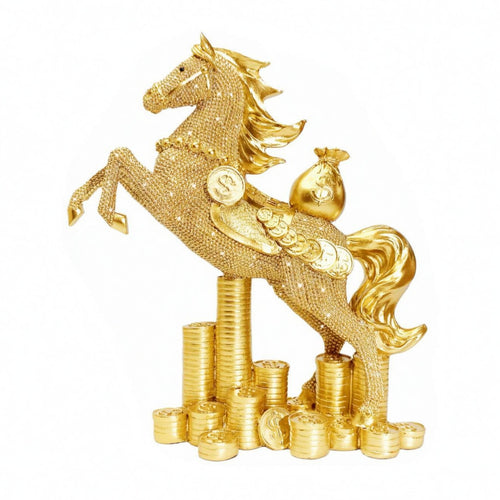 Resin Horse Figurine Beaded Texture Rearing Horse Figurine Tabletop Animal Decor for Festive Display