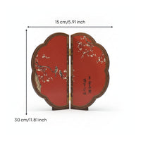 Tabletop Folding Screen Bird and Blossom Small House Decoration