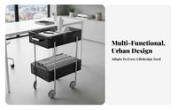 2-Tier Rolling Utility Trolley Light Luxury Design 2-Tier Utility Utility