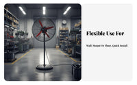 Wide Angle Oscillation High Velocity Industrial Fan Adjustable Tilt Oscillating Workshop Fan Weighted Stable Base Overheat Protection for Factory, Warehouse, Garage, Patio