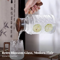 Drop-Spill-Resistant-Resistant-Spill-Resistant-Resistant Spout Glass Pitcher with Lid and Handle Easy to Clean Vintage Glass Pitcher