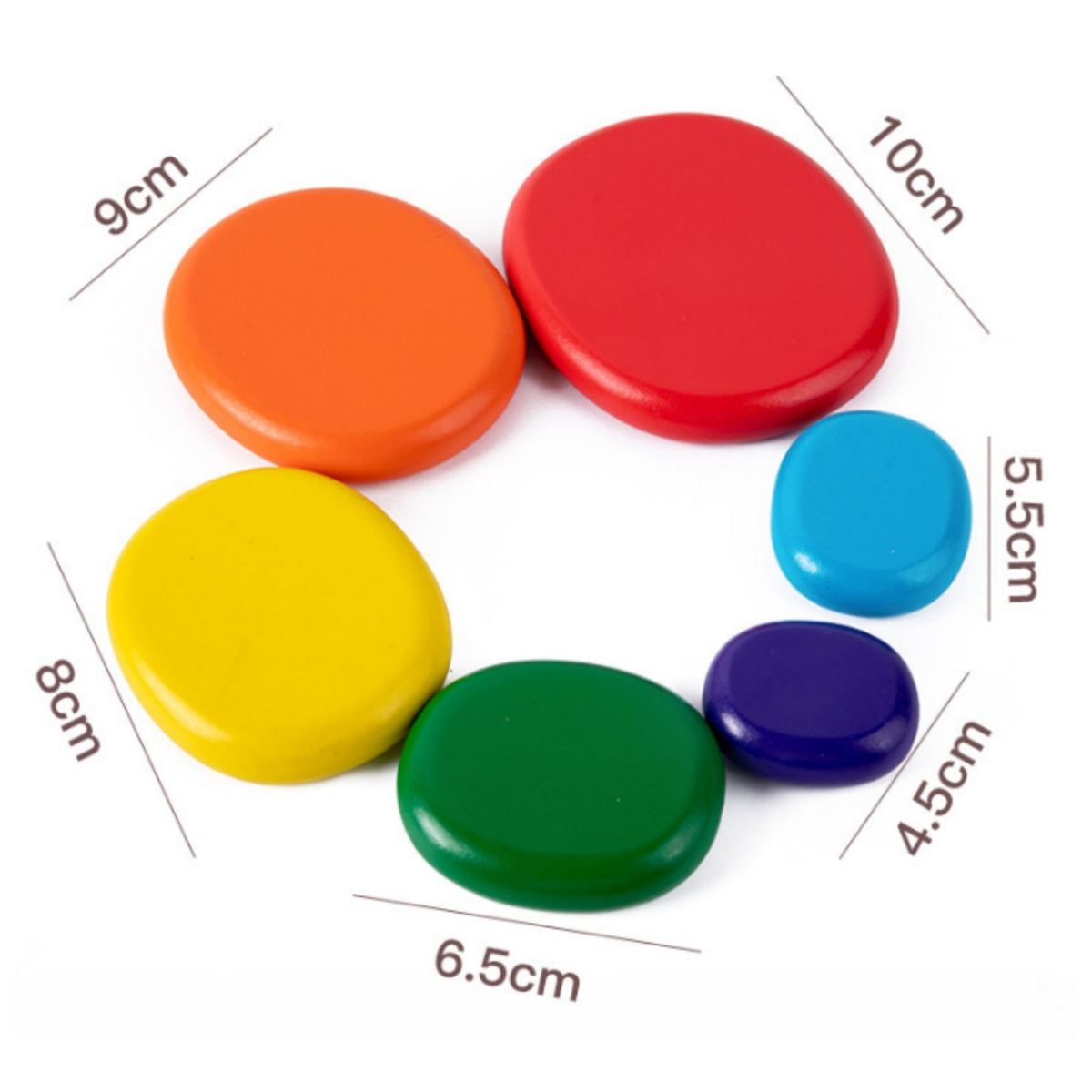 Early Learning Wooden Stacking Stones Polished Edges Rainbow Stacking Stones for Home, Preschool