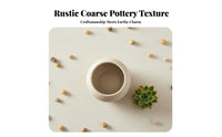 Breathable Desktop Plant Pot with Saucer Minimalist Design Coarse Pottery Flowerpot Drainage Hole Imitation Stone Planter High-Temperature Fired for Gardeners, Office Workers, Kids, Living Room, Windowsill, Bookshelf, Fairy Garden
