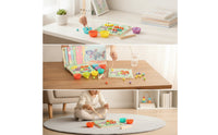 Fine Motor Skills Bead Matching Board with Tools Smooth Sorting Board with Cups Educational Wooden Bead Game Learning for Preschoolers