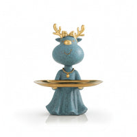 Deer Figurine with Tray Speckled Tabletop Organizer Modern for Vanity, Women
