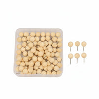 Natural Wood Pushpin Kit Multi-Purpose Decorative Map Tacks With Storage Box