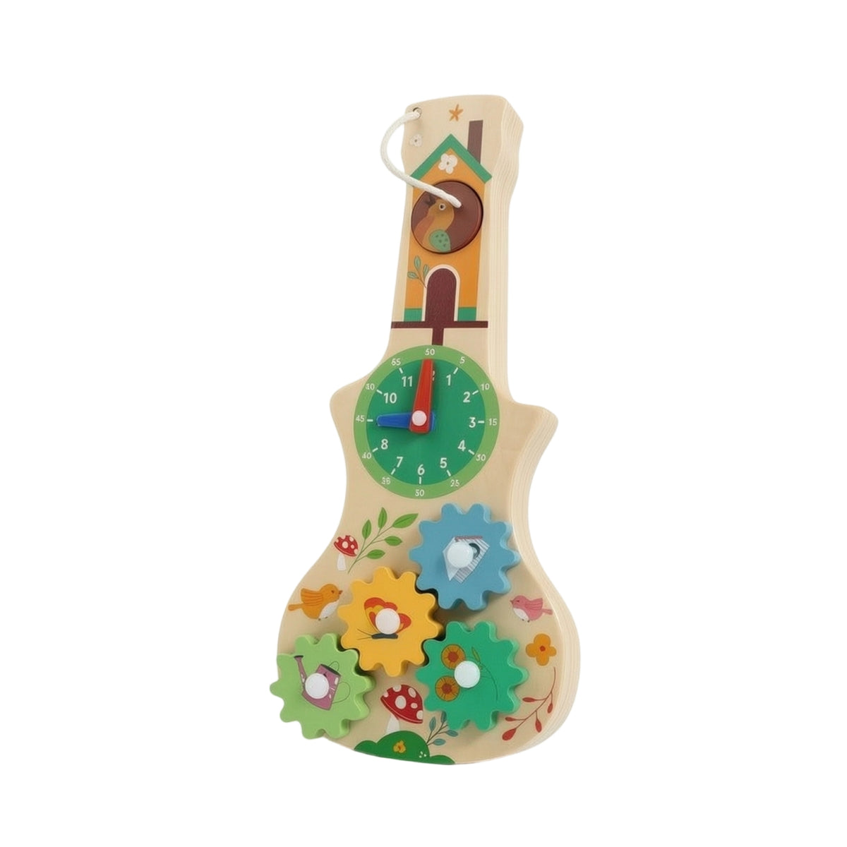 Wooden Busy Board with Clock Educational Violin Busy Board Sensory Learning Activity Child-Led Toy Fine Motor for Toddlers