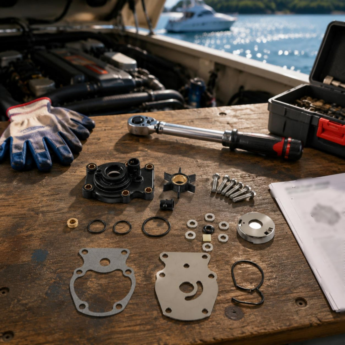 Outboard Impeller Parts Kit Easy Install Marine Impeller Repair Kit
