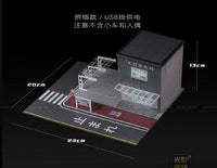 Guangying Zaowu 1/64 Police Station Light Scene Parking Space Building Model Miniature Scene