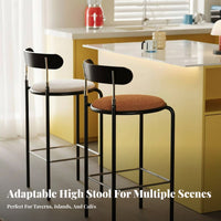 Curved rear High Stool Modern Minimalist Design Counter Chair Built-in Footrest Easy Assembly for Interior Designers, Homeowners