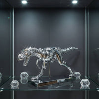 Shiny Dinosaur Sculpture Electroplated Silver Dinosaur Figurine Modern Style Animal Figurine Statue