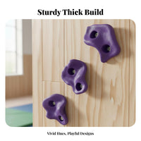 Plastic Climbing Stone Double-Hole Design Wall Hold Textured Grips Weather Resistant for Young Children, Climbers, Backyard