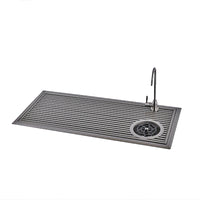 New Chinese Style Tea Shop Stainless Steel Tea Tray with Cup Washer and Drain