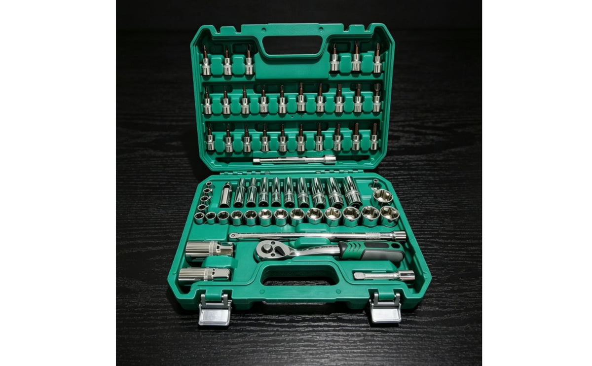 Automotive Tool Kit Chrome-Finished Car Repair Tool Set Portable Socket Wrench Kit with Case for Home Mechanics, Mechanics, Roadside Emergency, Garage