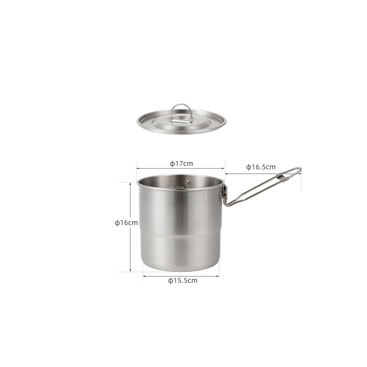 Long-Lasting Stainless Steel Camping Pot Lightweight Camping Cook Set Rust Resistant for Campers, Backpackers, Picnic