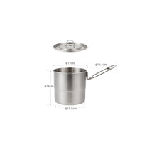 Long-Lasting Stainless Steel Camping Pot Lightweight Camping Cook Set Rust Resistant for Campers, Backpackers, Picnic