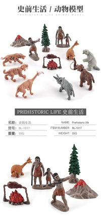 Prehistoric Animal Figures Set with Saber-Toothed Tiger and Brontotherium, Static Models