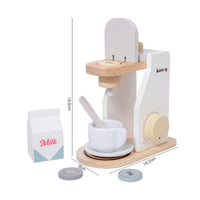 Kids Wooden Coffee Maker Toy Children's Toy Coffee Machine with Accessories Minimalist Pretend Kitchen Appliance with Accessories Smooth for Toddlers, Playroom