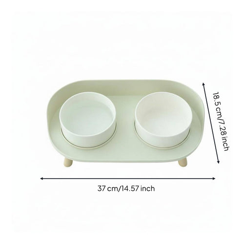 Double Ceramic Feline Bowls Anti-Slip Elevated Feline Bowl Easy to Clean
