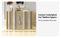 Light Luxury design Wavy Console Table Lacquered Finish Fluted Door Cupboard Floor-Standing Entryway Cabinet Fully Assembled for Interior Decorators, Homeowners, Renters, Hallway, Dining Room, Bedroom
