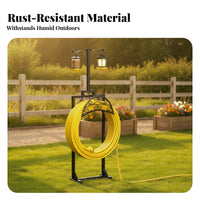 Tall Frame Yard Organizer Pointed Stakes Garden Hose Holder with Spikes for Farm
