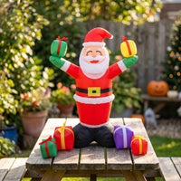 Large Inflatable Santa with Gift Boxes Cheerful Outdoor Christmas Decoration Festive Christmas Yard Decor Giant for Porch