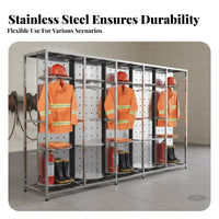 Stainless Steel Fire Suit Stand Heavy Duty Firefighter Gear Rack Silent Casters Rotating Turnout Gear Locker for Training Centers, Industrial Plants