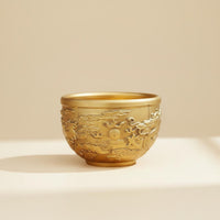 Auspicious Patterns Chinese Dragon Phoenix Cup Creative Gift Dragon Phoenix Design Cup Decorative Brass Fortune Character Bowl Intricate Details for Collectors, Asian Art Enthusiasts, Bookshelf Display, Altar
