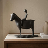 Equestrian Statue Textured Equestrian Sculpture Decorative Animal Figurine for Entryway