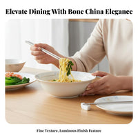 Bone China Tableware Set, Gold Rim, Embossed, Modern Minimalist, Multi-Piece, Gift for Home & Business