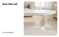 Dual-Level Oval Coffee Table Minimalist Design Household Furniture With Storage Shelf Small Space Solution