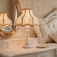 Table Lamp with Textile Shade Decorative Bedside Table Lamp Floral Warm for Bedroom, Reading Corner