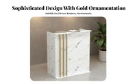 Light Luxury Design Salon Reception Desk Versatile Modern Reception Desk Lockable Drawers Modern Checkout Counter Large Storage Space for Receptionists, Business Owners, Office Managers, Barber Shop, Sales Center, Lobby