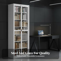 fastening Steel storage cabinet fastenable Design fastening Metal and Glass Hutch Sliding Doors Storage Cabinet for Parents, Living Room, business areas, Garage