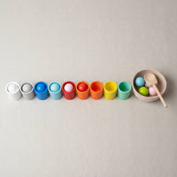 Wooden Balls and Cups Set Natural Wood Wooden Color Matching Game Bead Sorting Learning Toy Paint for Children 3+, Daycare
