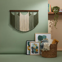 Bohemian Wall Tapestry Handmade Woven Fringe Tapestry Textured Design for Living Room, Coffee Shop