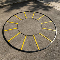 Storage Bag Circular Agility Ladder Portable Round Hoop Agility Instructor 12-Section Speed Ladder Black and Yellow