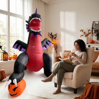 Giant Inflatable Dragon with Pumpkin Large Inflatable Dragon Outdoor Yard Decoration Spooky for Lawn