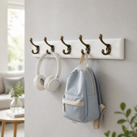 Wood Coat Rack Wall Mount, 5 Hook Modern Wooden Coat Rack for Mudroom, Space Saving Hallway Entryway Organizer
